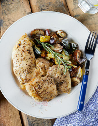 Italian Chicken Vegetables served